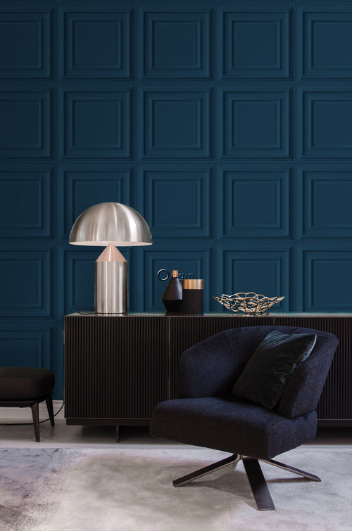 Origin Wallcoverings eco-texture vliesbehang wandpanelen donkerblauw - 53 cm x 10,05 m - 347812 - vtwonen shop