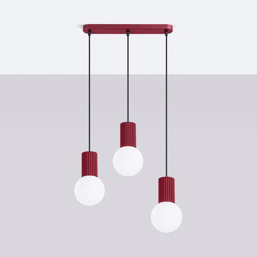 Sollux Lighting Hanglamp HALO 3L bordeaux - 40x6x120cm
