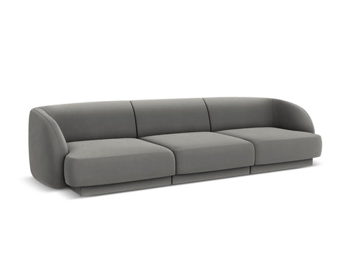 Micadoni Bank Miley 3-zits, flueel, lichtgrijs - 90x255x70cm