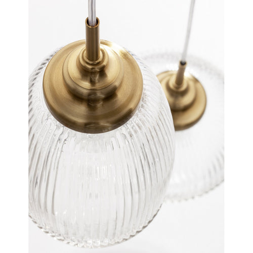 Merano Estevan 3-lichts cluster hanglamp gesatineerd goud metaal helder glas LED E14