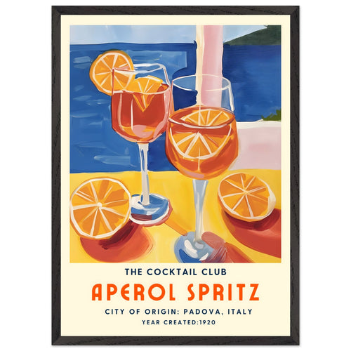 Artfulprints Poster met Lijst Aperol Spritz - The cocktail club I   - 50x70 cm - Meerkleurig