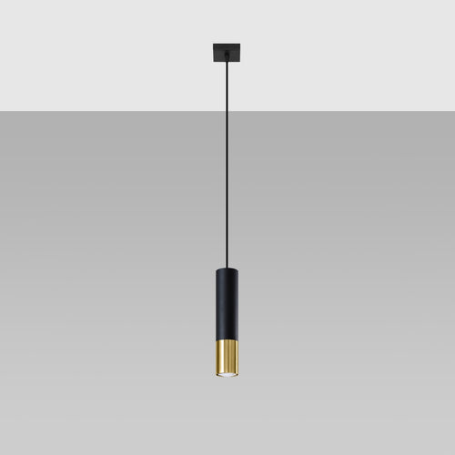 Sollux Lighting Hanglamp LOOPEZ 1 zwart/goud - 8x8x100cm
