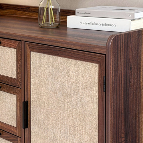 Calicosy - Dressoir JETSON -  Walnootlook & stof 140x39,5x79 cm