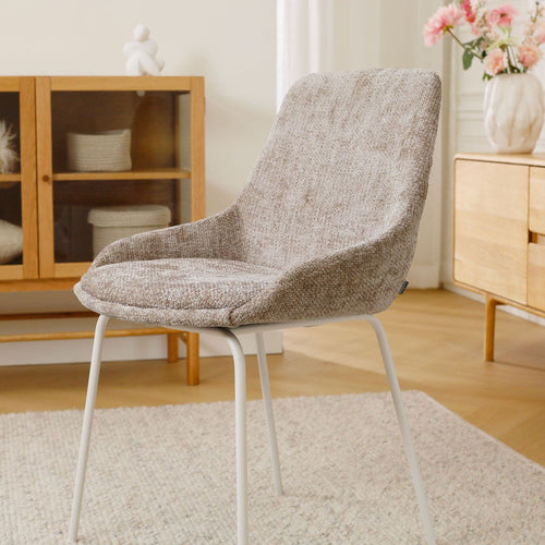 Nolon Nora-Isa Eetkamerstoel Bruin - Stof - Wit Onderstel - vtwonen shop