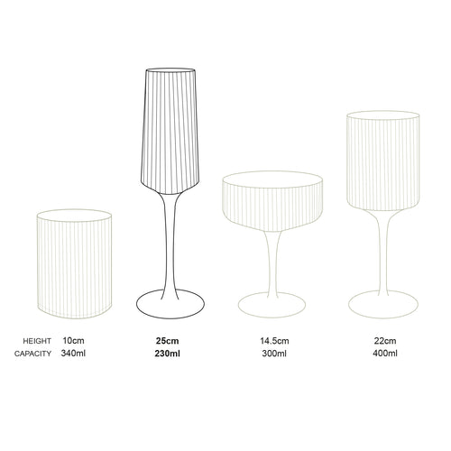 vtwonen Champagneglazen - set van 4 - met Gouden Rand