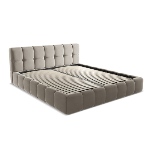 LaMiaSofa Bed met opbergruimte Roma - velours - taupe - 200x228x82