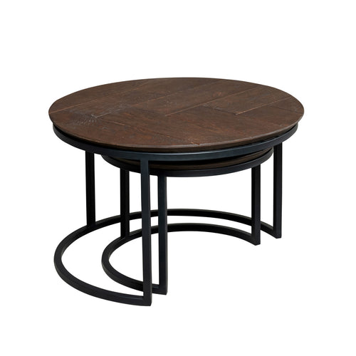 Starfurn Salontafel Otik - Rond Bruin Hout - Set van 2