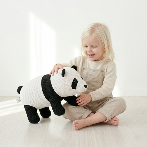 Pintado & Lacado knuffeldier Panda - zwart - 52 cm