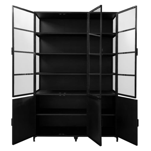 Giga Meubel Vitrinekast Lott - Zwart Metaal - 150x50x230cm