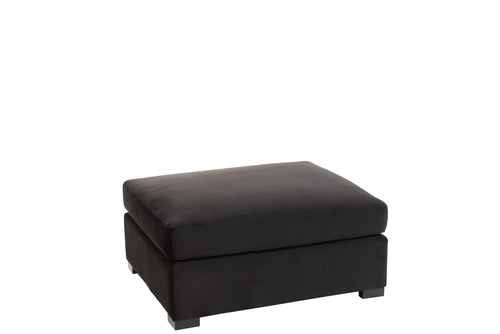 J-Line Ottoman zetel - 2 pers - velvet & hout - zwart – woonaccessoires - vtwonen shop