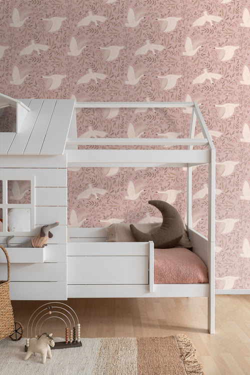 ESTAhome behang zwanen oudroze - 53 cm x 10.05 m - 130958 - vtwonen shop