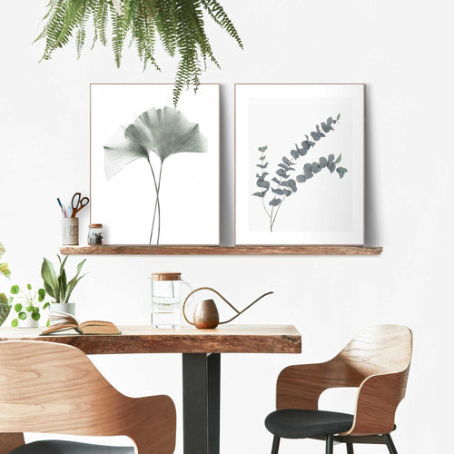 Reinders Ginkgo Eucalyptus schilderijen set -  groen - slaapkamer - 50x40cm