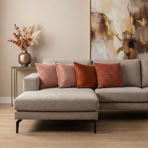 KUSSENSET - 4-delig Mixed Textures - 45x45 cm - inclusief binnenkussens - oranje, roze