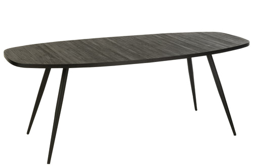 J-Line ettafel Ovaal Gerecycleerd - hout - zwart - vtwonen shop