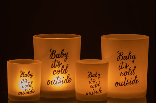 J-Line windlicht Baby - glas - wit/zwart - large - 2 stuks - vtwonen shop