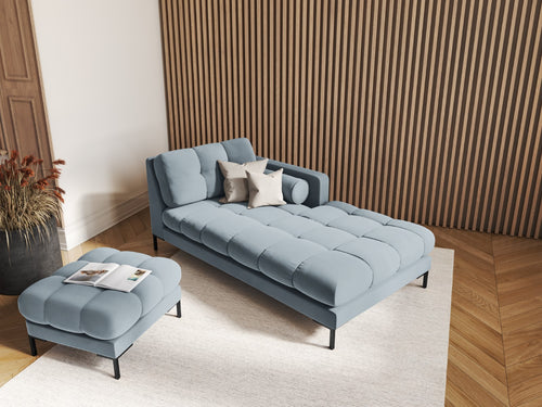 Cosmopolitan Design Poef Bali flueel, lichtblauw - 60x60x41cm