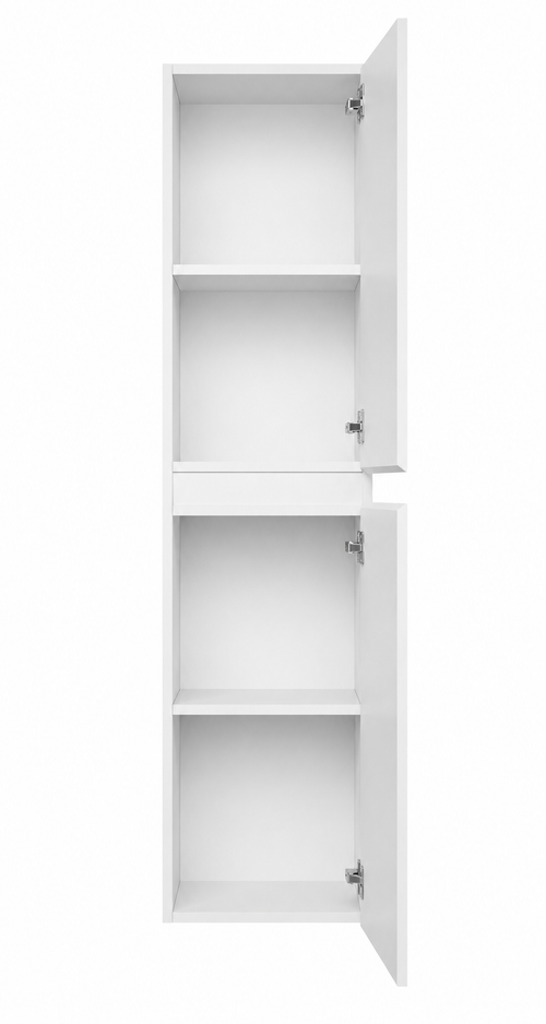 Badplaats Badkamerkast Angela 40 x 30 x 150 cm – Hoogglans Wit – Hangende Kolomkast met 2 Deuren