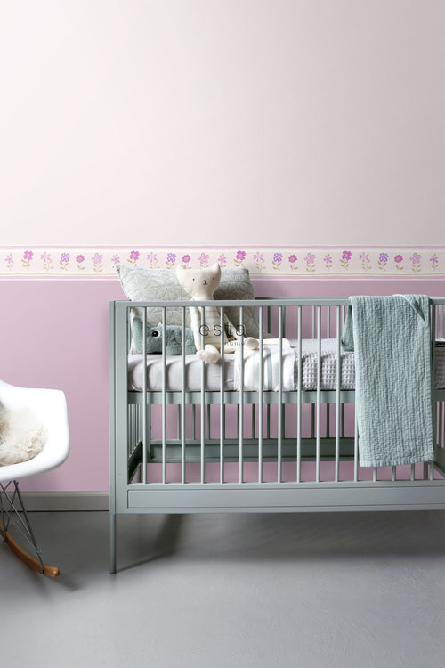 ESTAhome zelfklevende behangrand bloemen licht roze - 500 x 17.6 cm - 170001