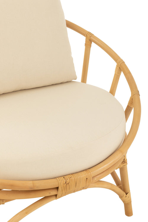 J-Line stoel + kussen - jute/textiel - naturel/wit