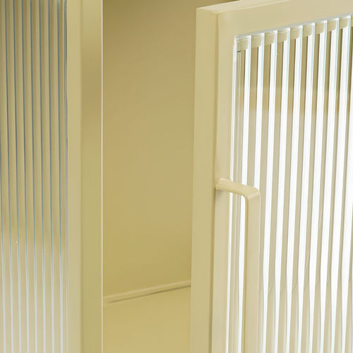 Mica Decorations Clifton Opbergkast met Deuren - L38 x B35 x H50 cm - Gebruik als Nachtkastje, Bestekkast en Meer - Metaal - Beige