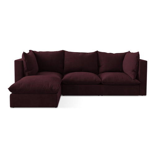 LaMiaSofa hoekbank links Ravenna - textuurstof - bordeaux - 255x165x77