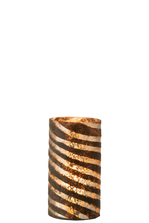 J-Line vaas Strepen Rond - glas - zilver - small - 28 cm hoog