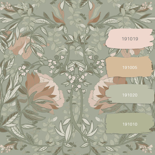 ESTAhome behang vintage bloemen in art nouveau stijl groen 53 cm x 10.05 m 139419