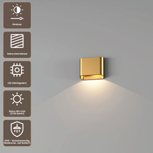 Artdelight Wandlamp Diaz 1L - Warm Goud