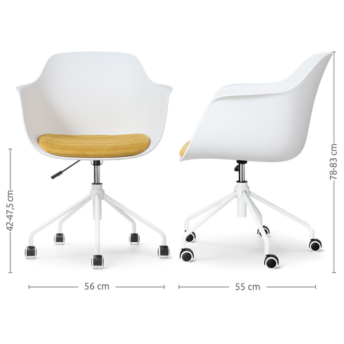 Nolon Nout-Liz Bureaustoel Wit - Okergeel Kussen - Wit Onderstel - vtwonen shop