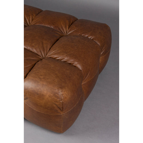 Dutchbone Hackman Hocker Leer Chocolade Bruin - vtwonen shop