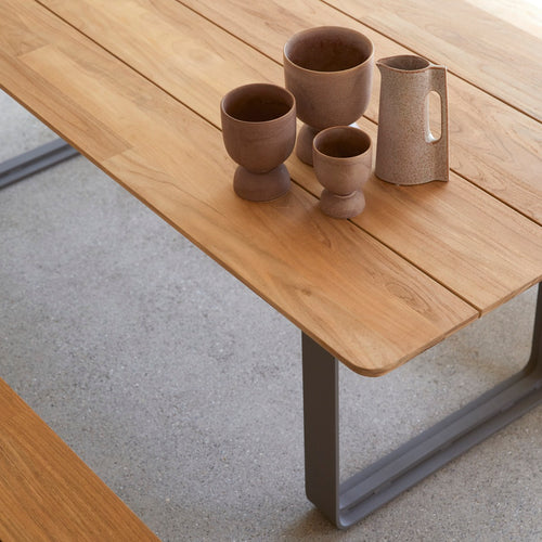 Tikamoon Eettafel van gerecycled massief teakhout en aluminium voor 6/8 personen - Naturel - vtwonen shop