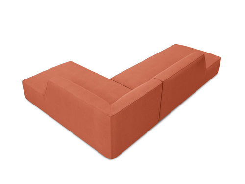 Micadoni rechter hoekbank Ruby 4-zits, structurele stof, koraal - 180x273x69cm