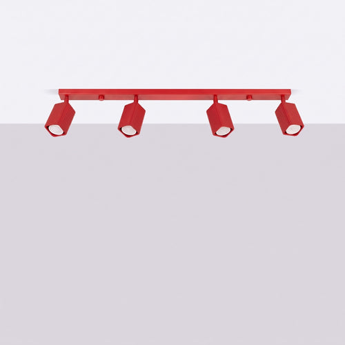 Sollux Lighting Plafondlamp RAYO 4L rood - 81x6x16,5cm