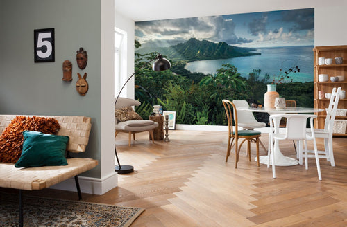Sanders & Sanders fotobehang tropisch eiland groen en blauw - 450 x 280 cm - 612698