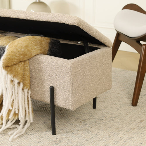 Nolon Jente bankje met opbergruimte bouclé beige