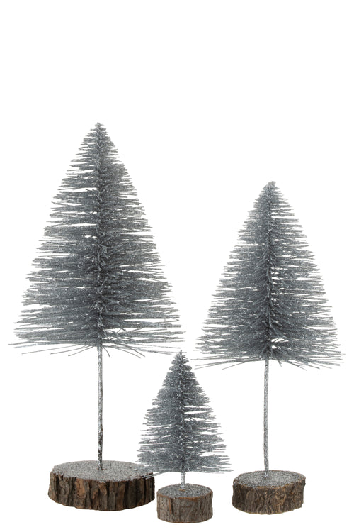 J-Line decoratie Kerstboom - kunststof - zilver - large - 2 stuks - vtwonen shop