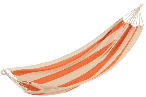 J-Line hangmat Brede Strepen - katoen/polyester - oranje/ecru