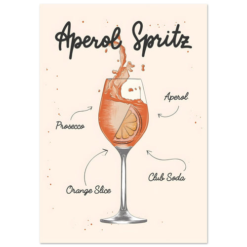 Artfulprints  Aperol Spritz cocktail II – Illustratie   poster 70x100 cm