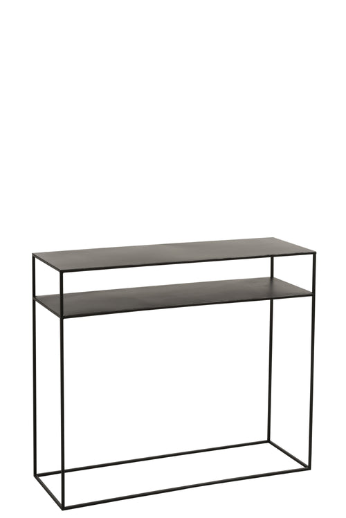 J-Line console Rechthoekig 2 Planken - metaal - zwart