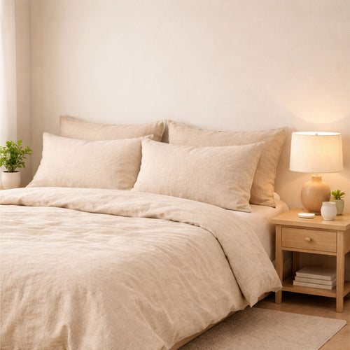 Ten Cate Linnen/Katoensatijn Dekbedovertrek 140x200/220 - Beige
