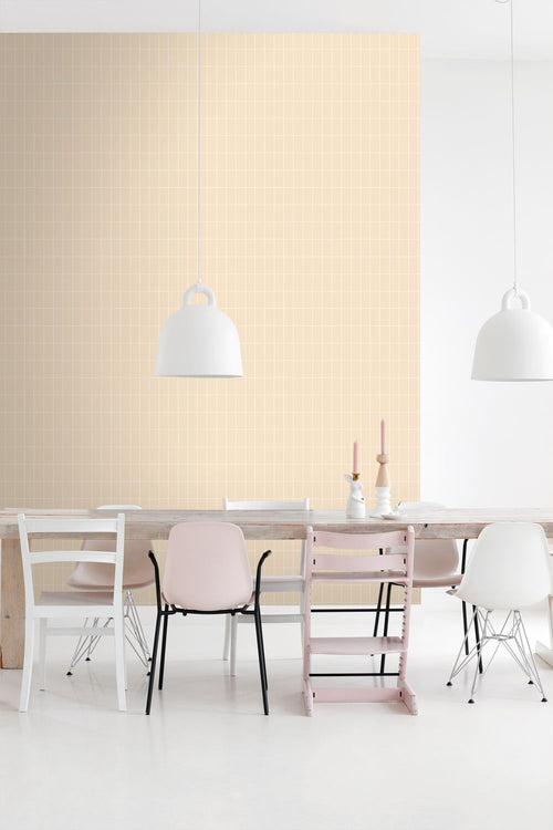 ESTAhome behang kleine tegeltjes pastel geel - 50 x 900 cm - 131787