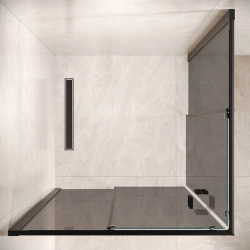 Badplaats Douchecabine Dakota 100 x 100 x 190 cm – Zwart met Rookglas – Douchewand met Schuifdeur
