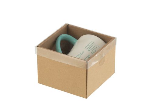 J-Line mok 'Hug In Mug' - keramiek - blauw/wit - 12 stuks - vtwonen shop