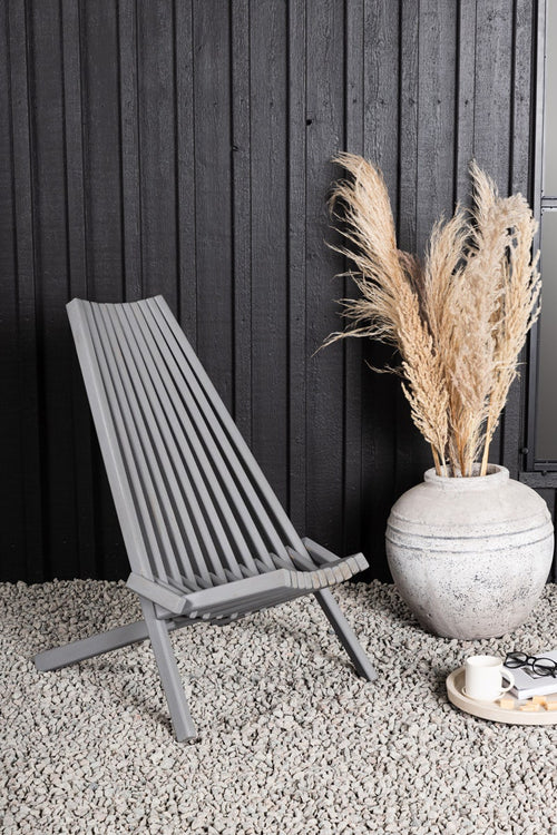 Nest outdoor Bastian houten tuin loungestoel grijs - met hoofdkussen - vtwonen shop