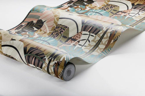 Borastapeter behang tropische jungle bladeren bruin - 49 cm x 10.05 m - 660806