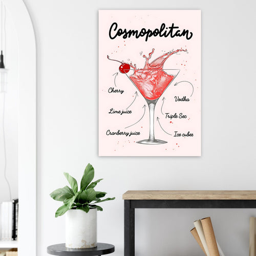 Artfulprints  Cosmopolitan cocktail II – Illustratie   poster 30x40 cm