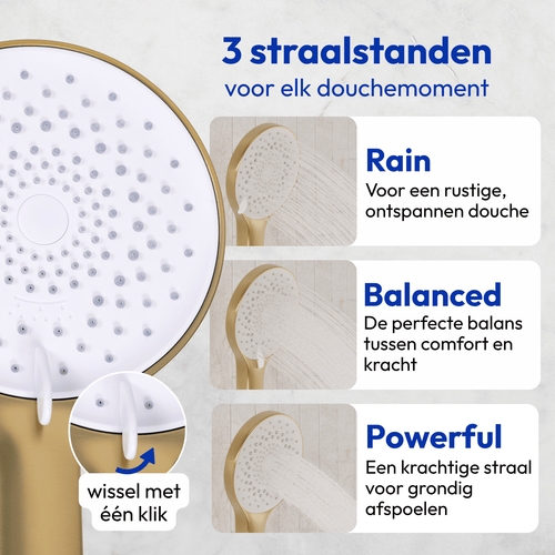 LOMAZOO inbouwdoucheset Mistral - met thermostaatkraan & ronde handdouche - goud