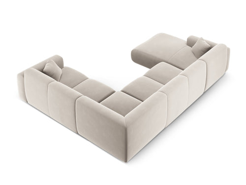 Cosmopolitan Design Panoramische hoekbank rechts Nolio 6-zits, flueel lichtbeige - 252x342x72cm