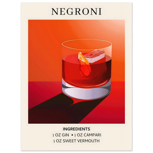 Artfulprints  Negroni cocktail - Ingrediënten   poster 30x40 cm - vtwonen shop