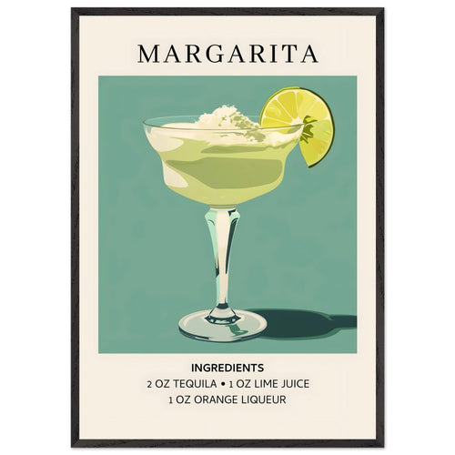 Artfulprints Poster met Lijst Margarita cocktail - Ingrediënten   - 70x100 cm - Groen